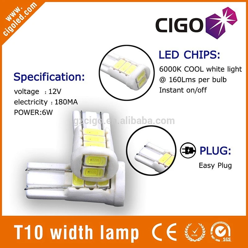 2016 High Power T10 8SMD 5730LED 5w5 canbus auto led bulb for automobile