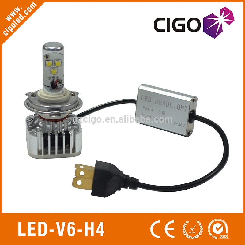 LED-V6-H4 auto headlights12V-24V led headlight bulbs high low beam 30W headlights with leds