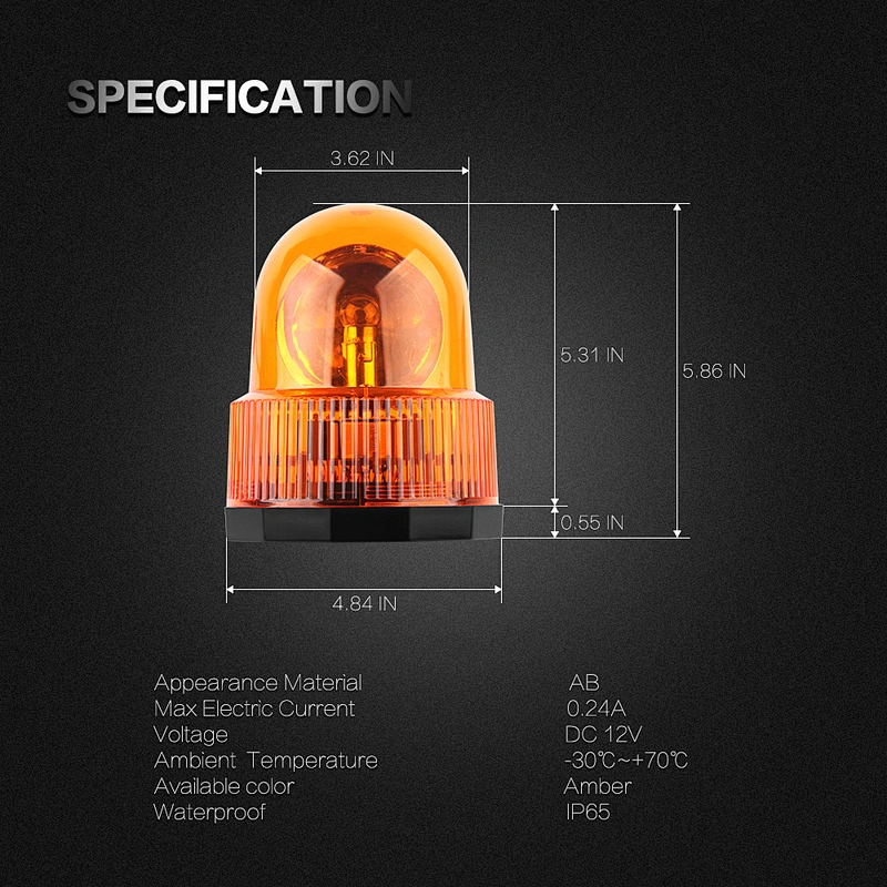 51065 yellow magnetic halogen rotating emergency beacon light