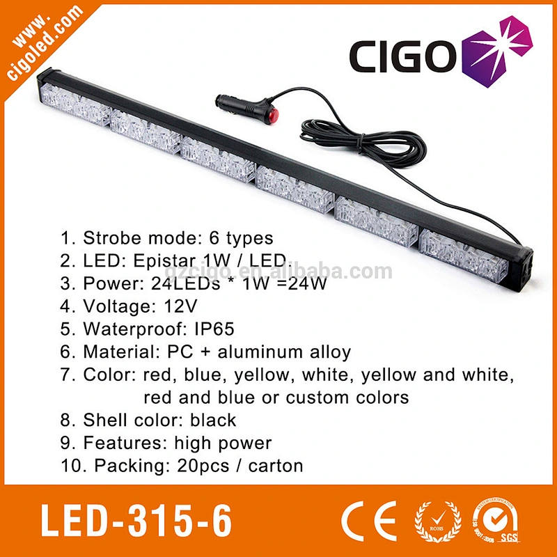 Waterproof LED-315-6 red led emergency vehicle light bar bright led emergency strobe lights