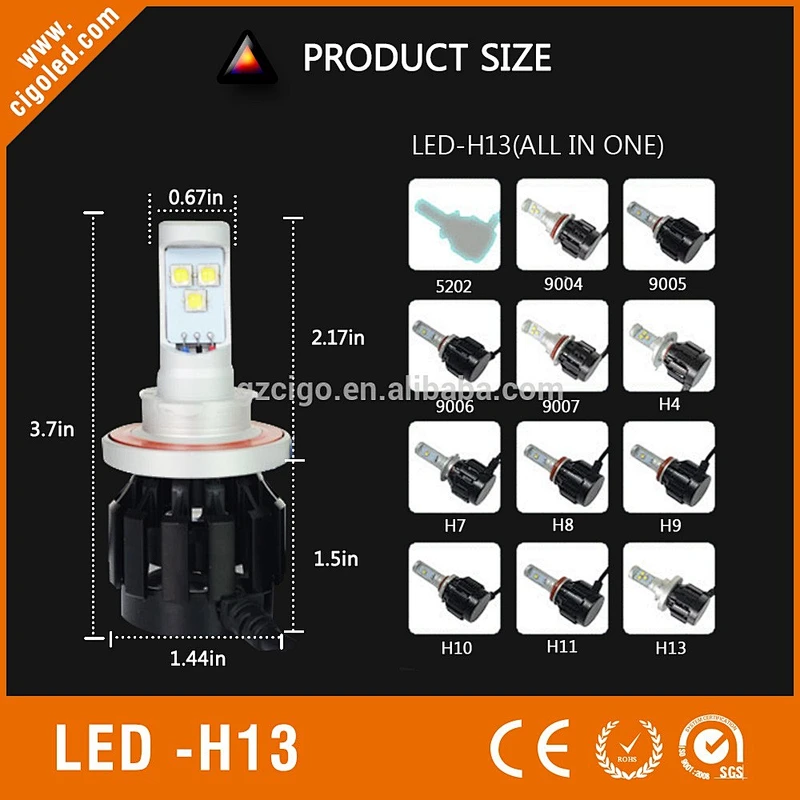 2016 Hot Selling H13 Generation car Led HeadLight 12V 60W for headlight bules