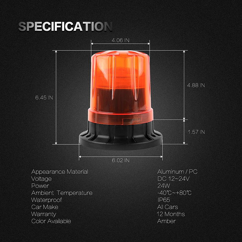 New Style LED-019 revolving warning light 24W flash warning light