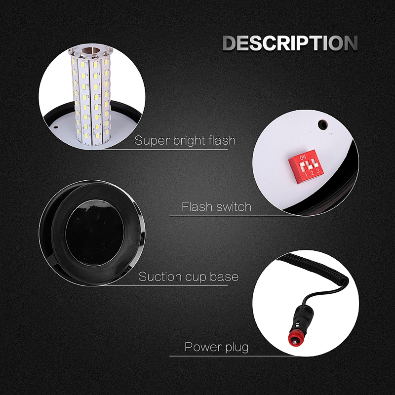 LED-03W-4  Amber LED 80-5730 car roof emergency warning led strobe beacon light For Crane