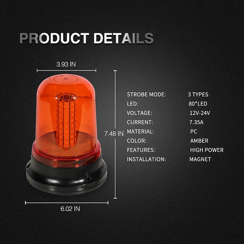 New Style LED-022 80SMD 5730 strobe amber beacon light