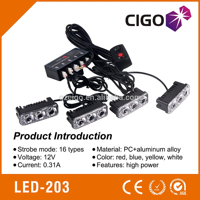 LED-203 Grille Deck Lights 12V emergency hazard lights 16 type strobes signal vehicle products