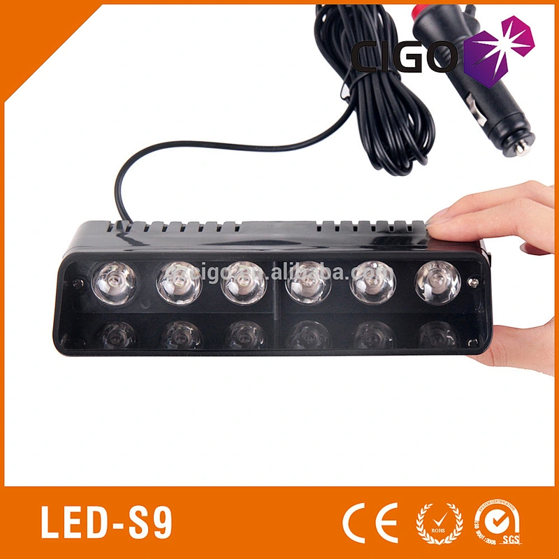 LED-S9 emergency strobe lights 12V led grill lights for cars 6 pcs 1w or 3w led windshield flasher