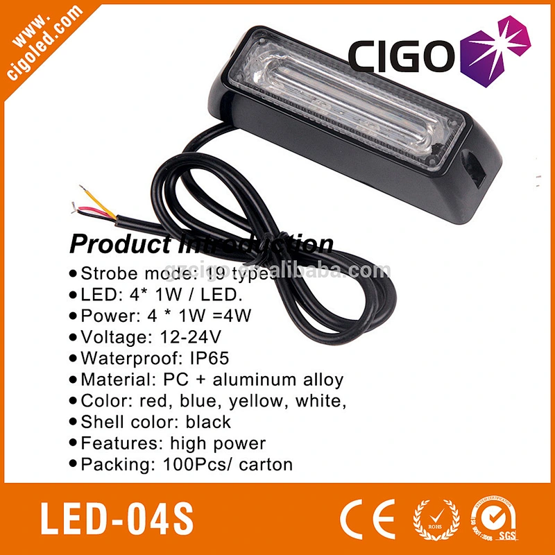 LED-04S car lights led PC lens green led warning strobe light 12v 4W led emergency light