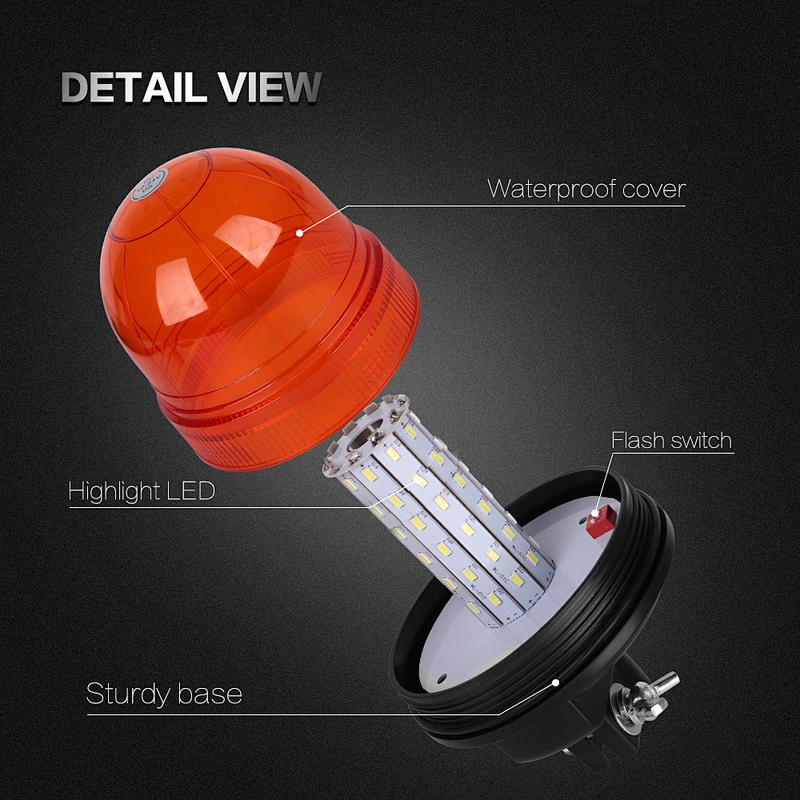 LED-03R-1 Amber LED 60-5730 LEDs Beacon Light Strobe  With Support  For Crane