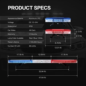 LED-8100L 1.2M amber strobe warning led Police lightbar