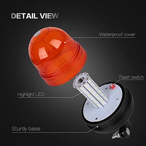 LED-03X-1 Amber LED 60-5730 LEDs Strobe Warning Beacon Light  With Support  For Heavy Machine