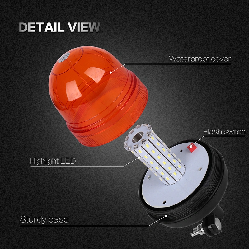 LED-03X-1 Amber LED 60-5730 LEDs Strobe Warning Beacon Light  With Support  For Heavy Machine