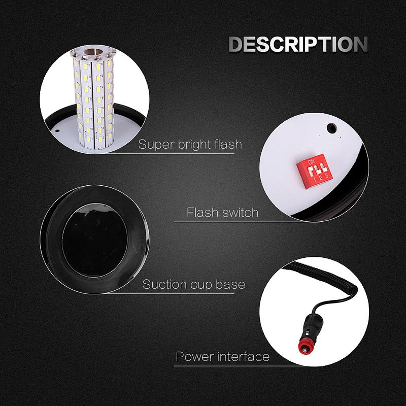 LED-03W-4  Amber LED 80-5730 police led light beacon  With Support  For Crane