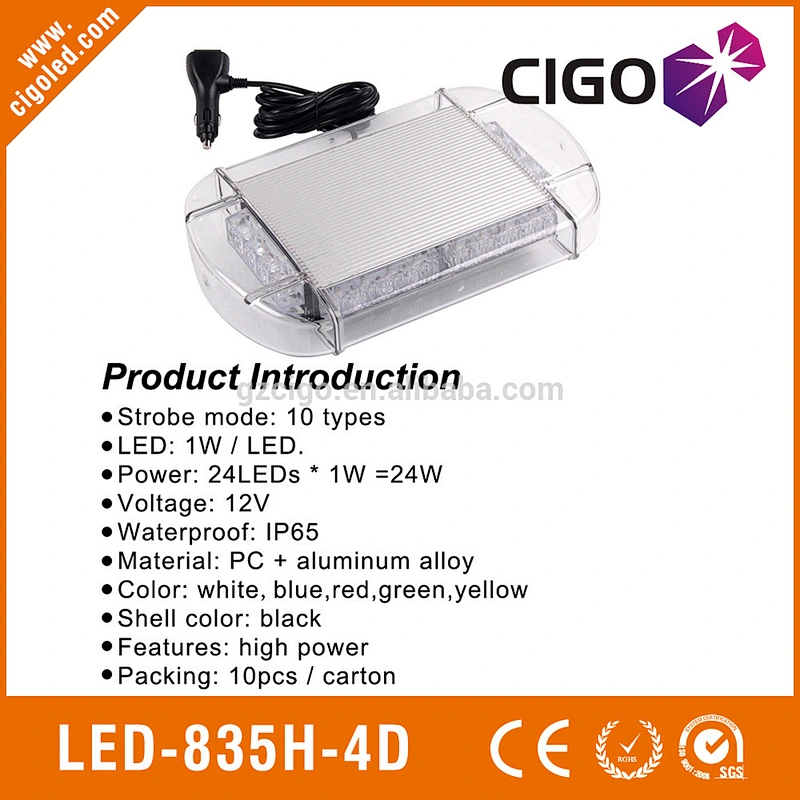 LED-835H-4D signal light bar 12V strobe light car 24W police lighting