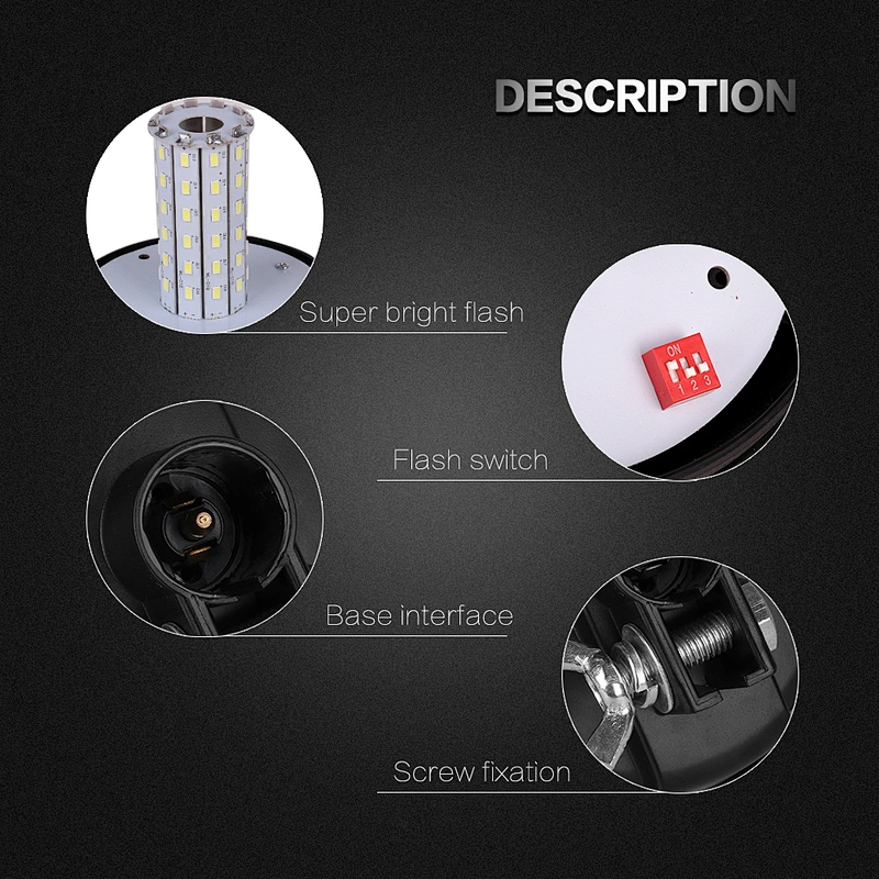 LED-03R-1 Amber LED 60-5730 LEDs Beacon Light Strobe  With Support  For Crane
