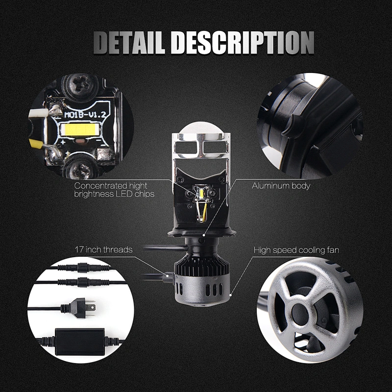 M01B New type With lens car h4 led headlight bulbs