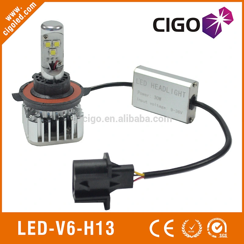 LED-V6-H13 led lights for cars headlights 12-24V auto leveling headlights 30W bright car headlight bulbs