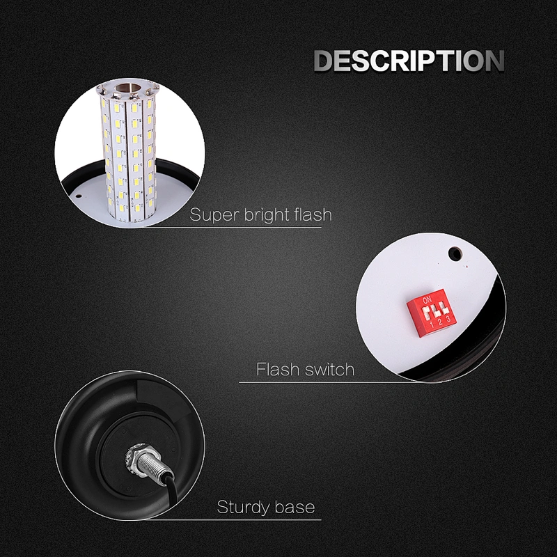 LED-03H-4  Amber LED 80-5730 LEDs 10-30v led strobe light beacon  With Support  For Crane