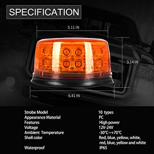32W LED Warning Beacon Light Strobe magnetic mount LED-814A