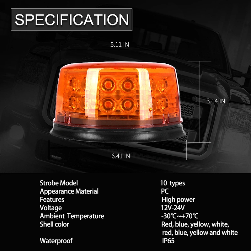 32W LED Warning Beacon Light Strobe magnetic mount LED-814A