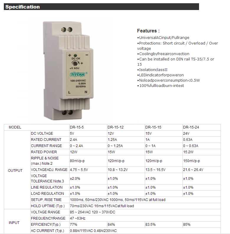 Meanwell switching power supply