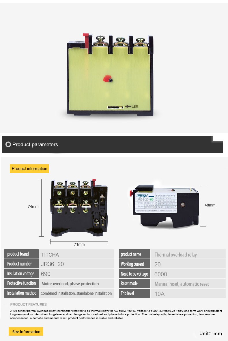 JR36 series thermal overload relay