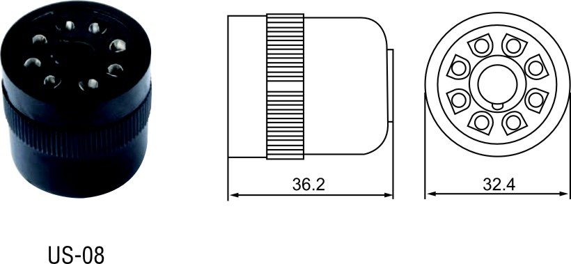 round 8 pin relay socket