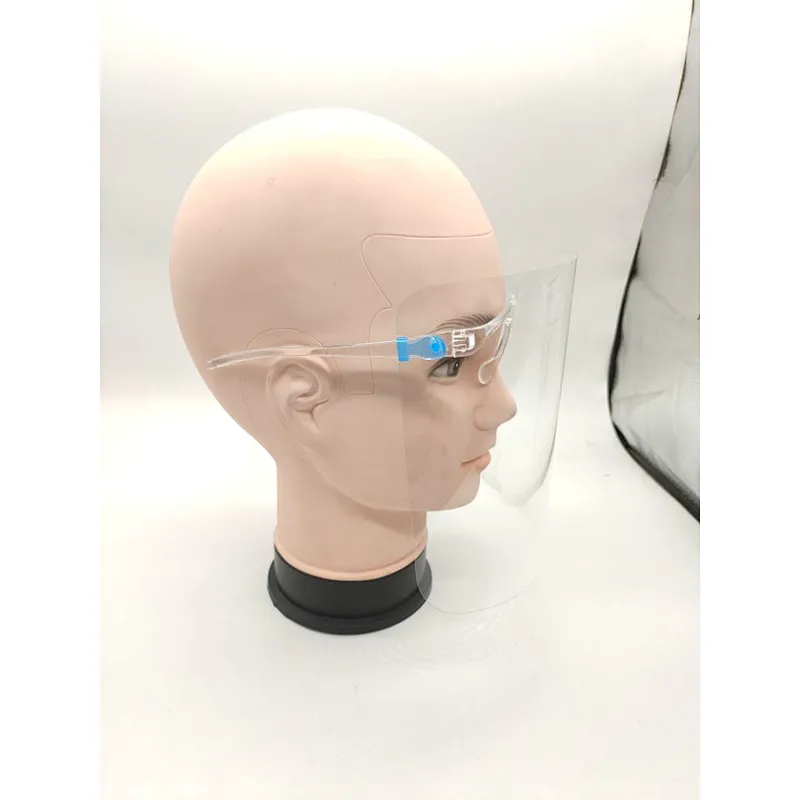 Protective face shield oil-proof plastic eyeglasses holder frame anti-fog face cover transparent  in stock