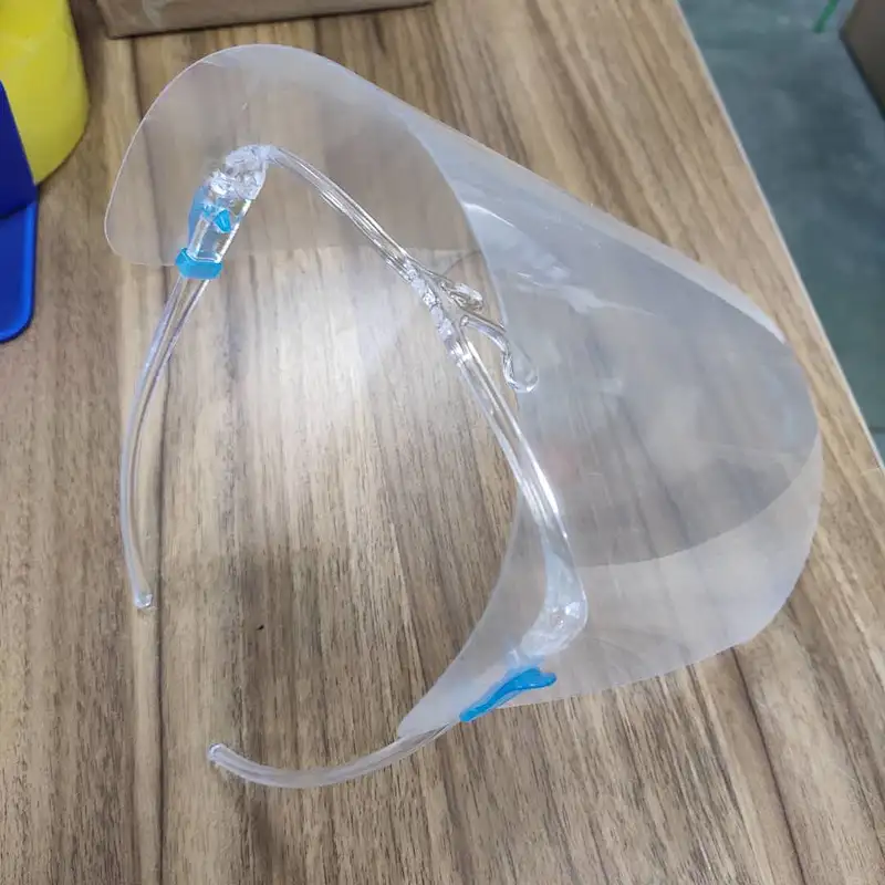 Protective face shield oil-proof plastic eyeglasses holder frame anti-fog face cover transparent  in stock