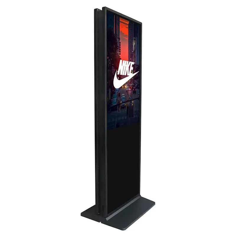 Dual screen floor standing advertisng kiosk
