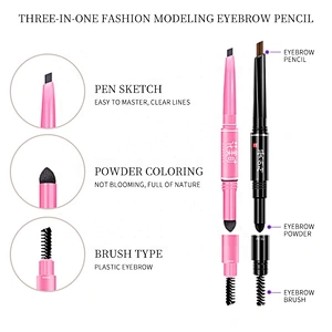 Custom Private Label 3 in One Automatic Eyebrow Pencil Waterproof Long Lasting Eyebrow Pencil With Brush
