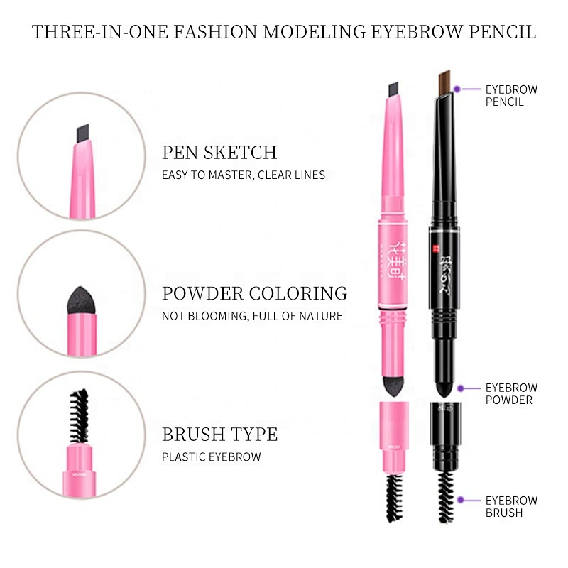 Custom Private Label 3 in One Automatic Eyebrow Pencil Waterproof Long Lasting Eyebrow Pencil With Brush
