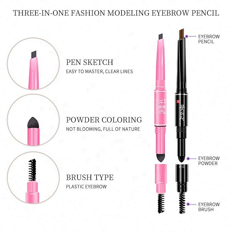 Direct Factory Price Custom 3 in 1 Waterproof Private Label Eyebrow Pencil With Brush