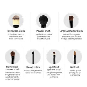 Custom logo 7pcs Makeup Brushes Set Private Label Cosmetics Beauty Foundation Powder Blush Contour Sector Make up Brush Kit