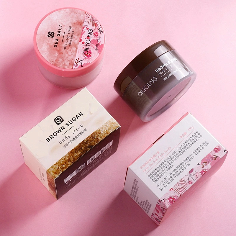 custom your logo rose sea salt body face skin whitening exfoliating scrub natural
