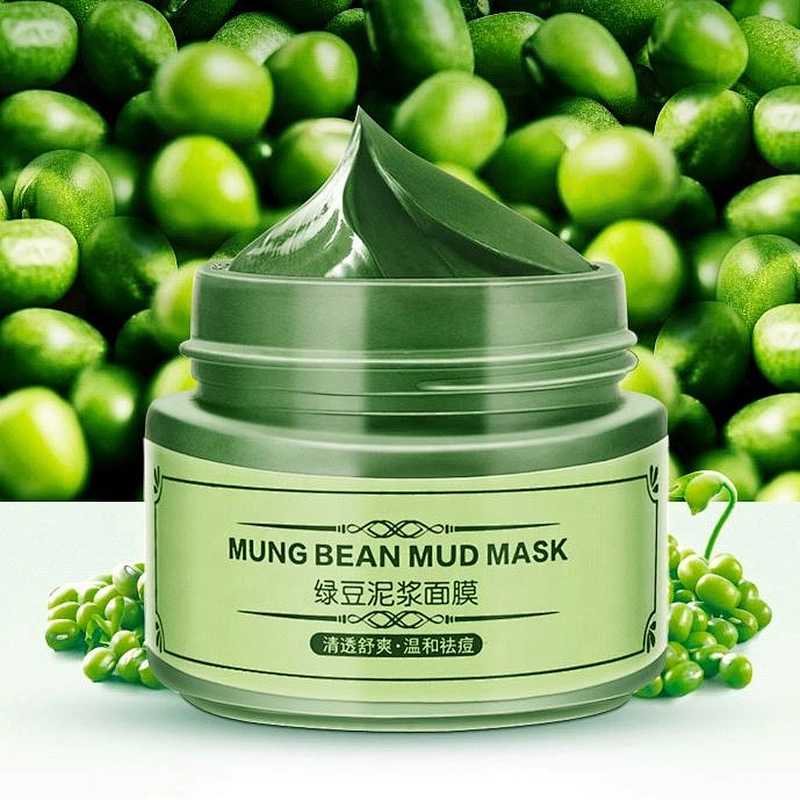 Best Private Label Beauty Skincare Anti Acne Green Mung Bean Face Mud Mask Clay Mask