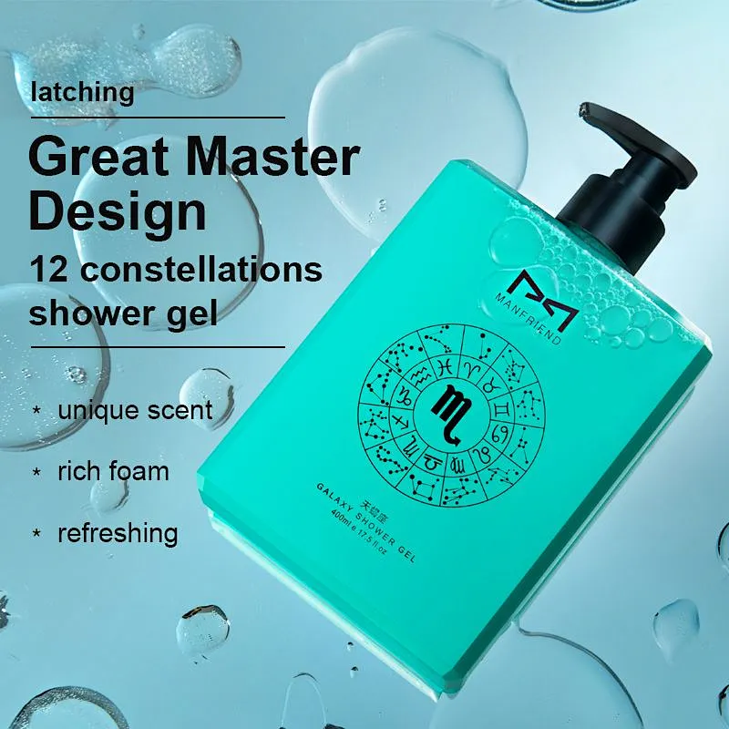 OEM Private Label Custom Mens Designer 12 Constellations Bath Wholesale Bulk Body Wash Shower Gel