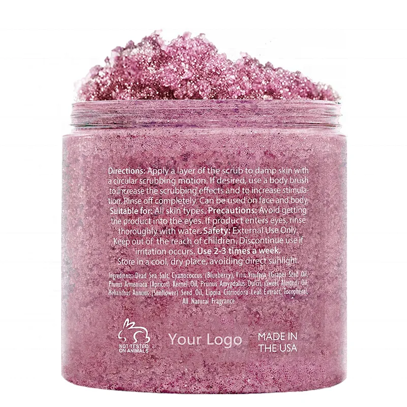 Pure Natural Pink Clay  Glowing Skin Dead Sea Salt Body Scrub Nursing Scrubs Private label