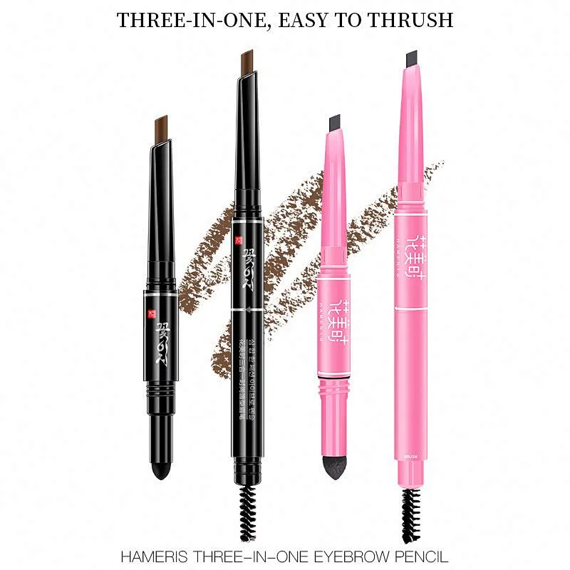 Hot Selling High Quality Custom OEM ODM 3 in 1 Waterproof Eyebrow Pencil With Brush