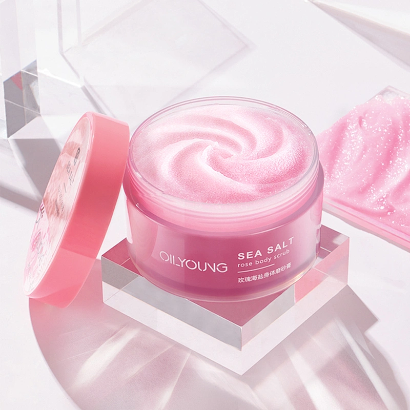 custom your logo rose sea salt body face skin whitening exfoliating scrub natural