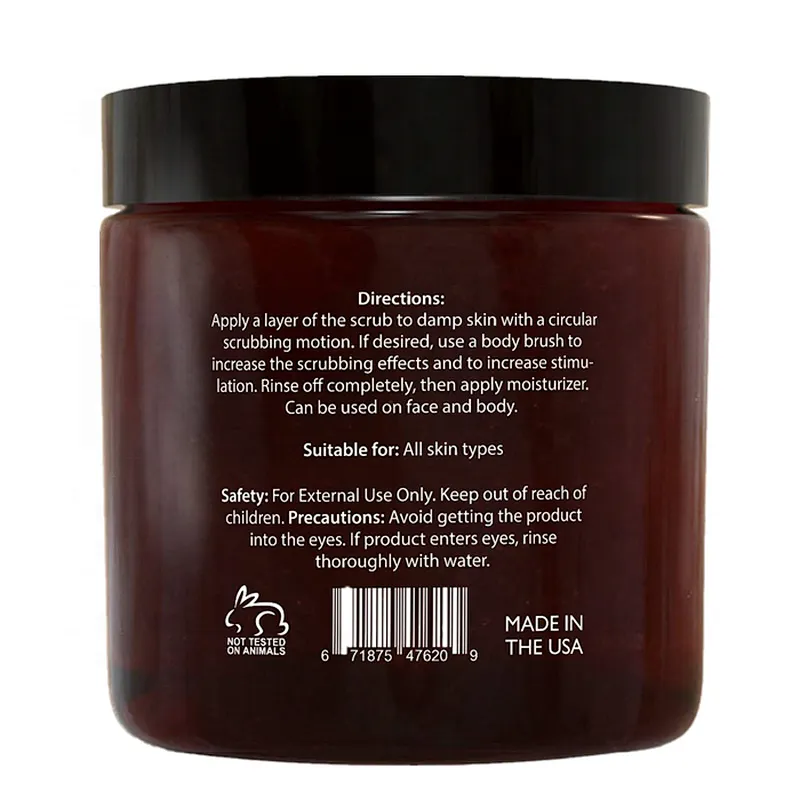 100% Organic Exfoliating Whitening Brown Sugar Body Scrub Private Label