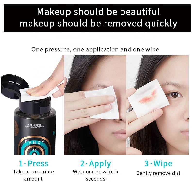 private label high quality organic bamboo charcoal  liquid oil free gentle face makeup remover