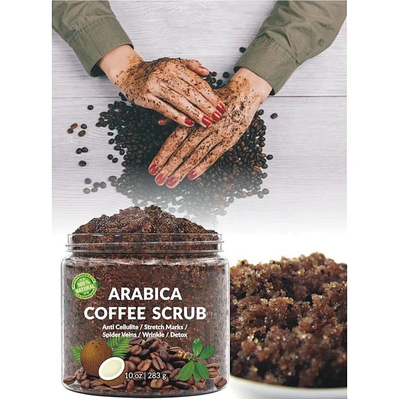 100% Natural Anti Cellulite and Stretch Mark Exfoliating Remove Dead Skin Arabica Coffee Body Scrub Private Label