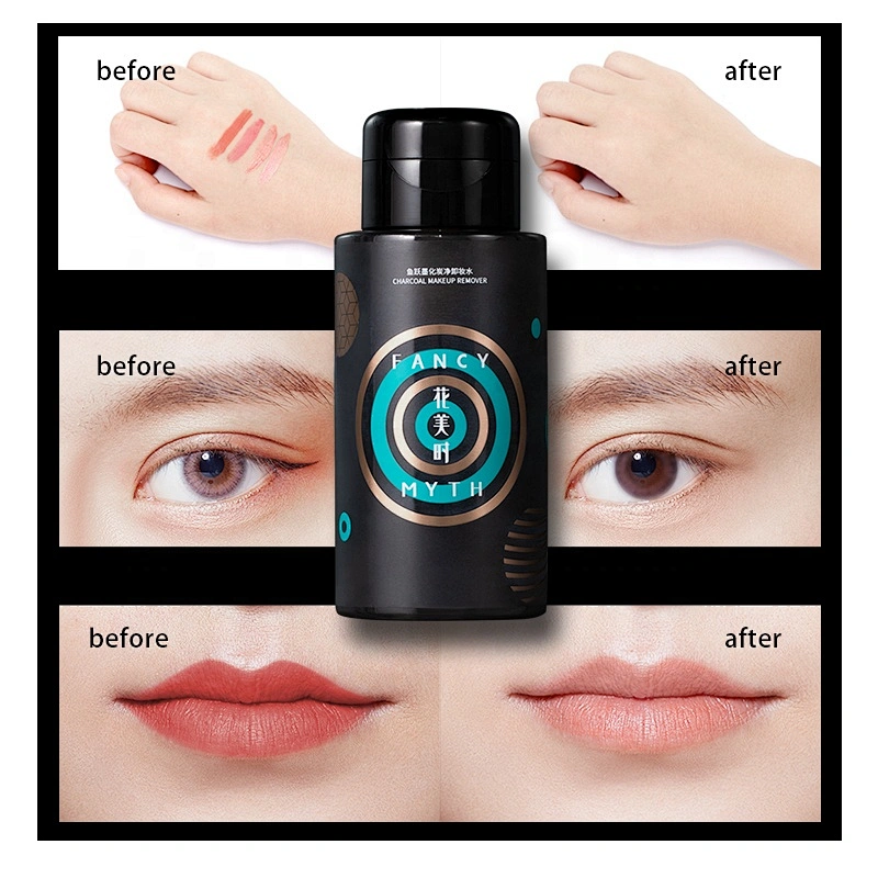 private label high quality organic bamboo charcoal  liquid oil free gentle face makeup remover