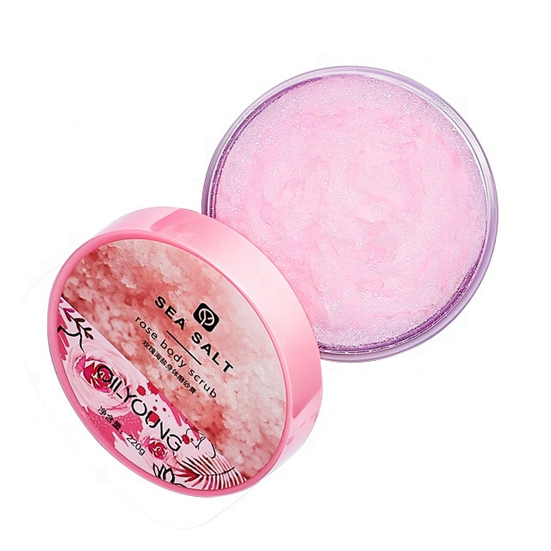 custom your logo rose sea salt body face skin whitening exfoliating scrub natural
