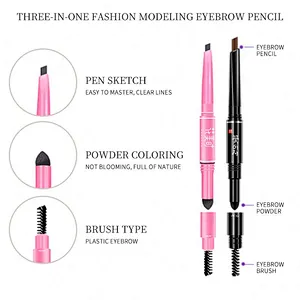Hot Selling High Quality Custom OEM ODM 3 in 1 Waterproof Eyebrow Pencil With Brush