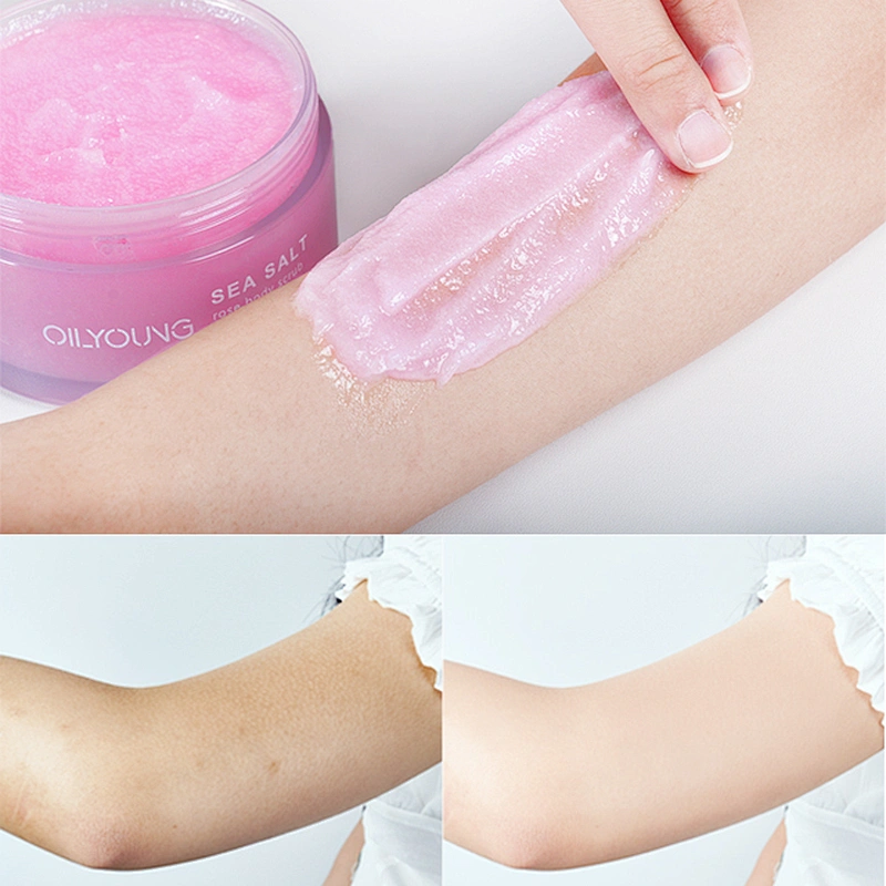 custom your logo rose sea salt body face skin whitening exfoliating scrub natural