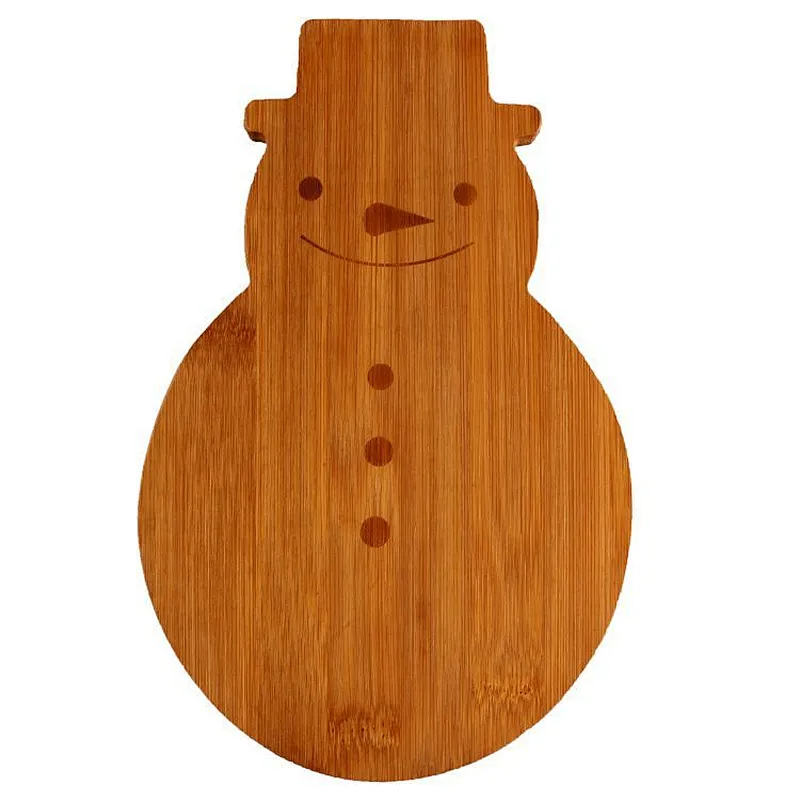 wholesale eco-friendly snowman shaped lovely christmas bamboo cutting chopping board for home use