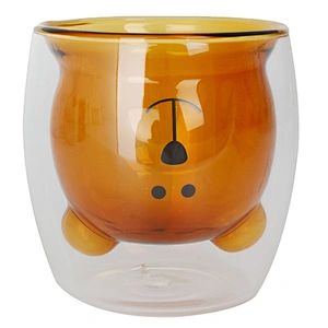 Union Source wholesalers custom color bear clear milk tea coffee tumbler double wall glass mug cup