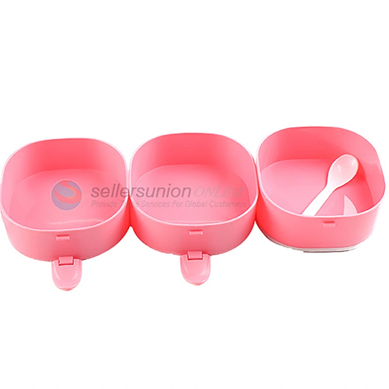 China Fabrication Cute High Quality Pink 3 Layer Plastic Lunch Box Airtight Food Storage Containers