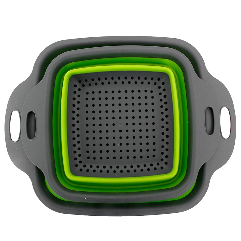 high quality square multifunctional kitchen silicone foldable telescopic drain basket with handle